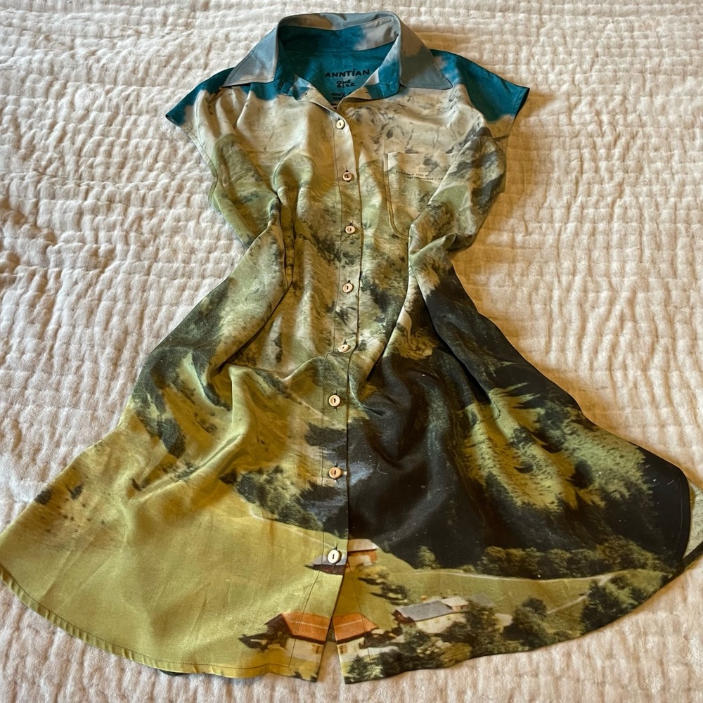 ANNTIAN The Long Silk Shirt In Oberstdorf Postcard Print Iconic Organic Rare OS - Picture 7 of 16